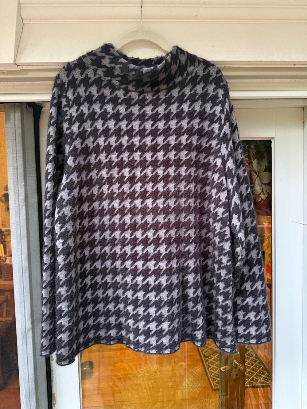 J.Jill Wearever Women's tunic length Houndstooth Funnel Neck Sweater
